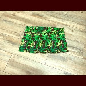 Body Rage Pot Leaf Pleated Skirt